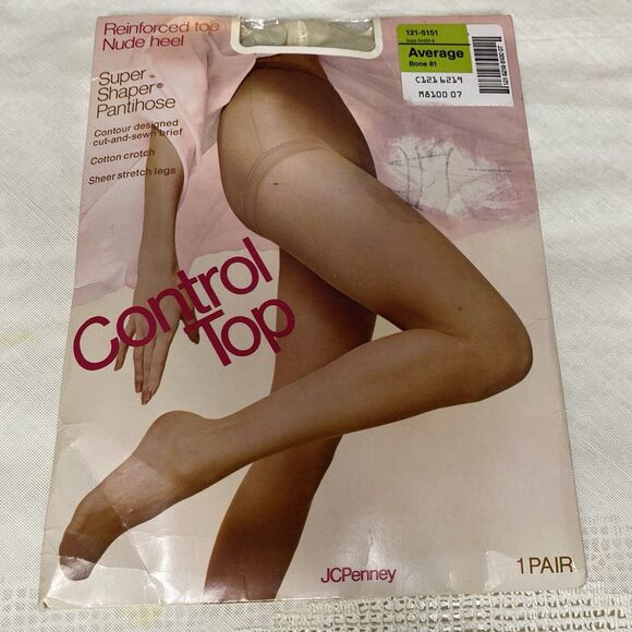 Vintage JCPenney Control Top Pantyhose Super Shaper Pearl Gray Average Tights - Picture 1 of 2